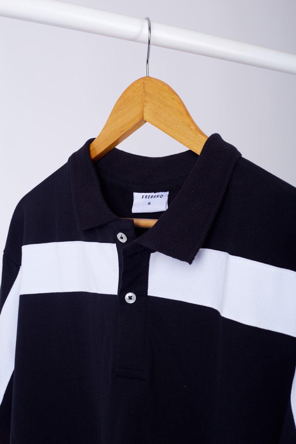 Black Panel Cotton Polo Shirt